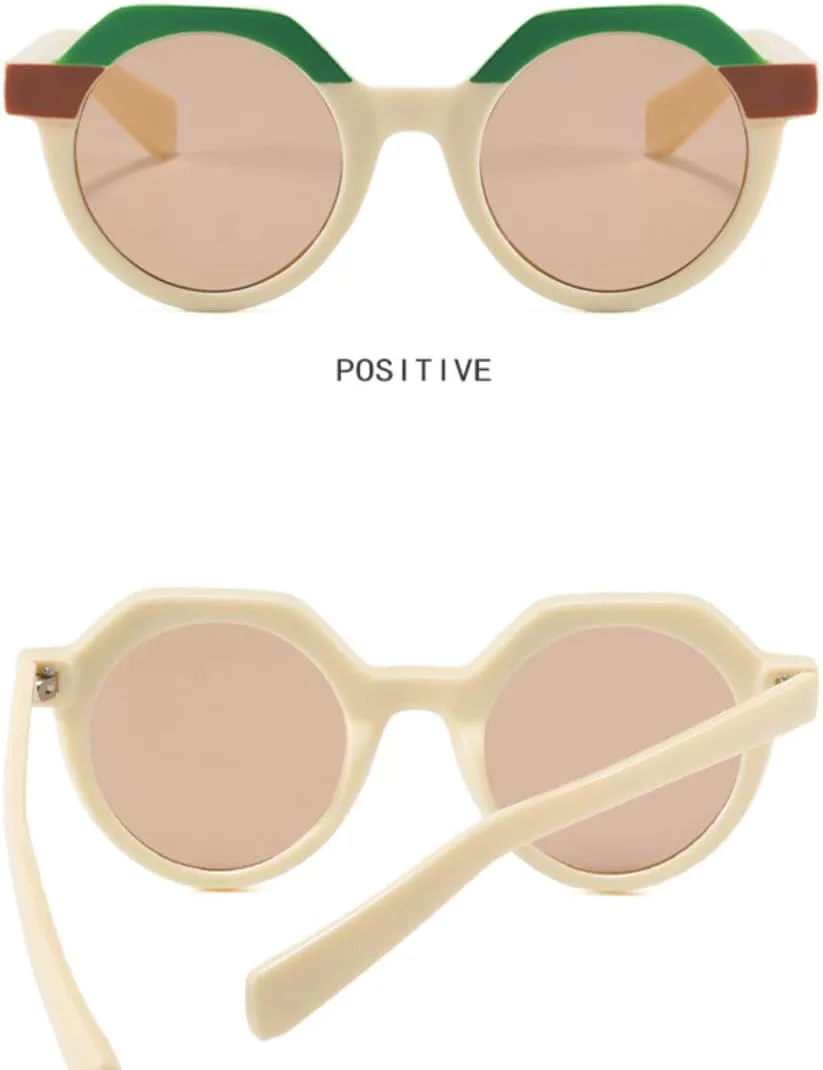 

Винтажные панк-солнцезащитные очки для женщин в многоугольной круглой оправе, модные мужские солнцезащитные очки с защитой от УФ-излучения VVTWSSW, Purple Flower Gray