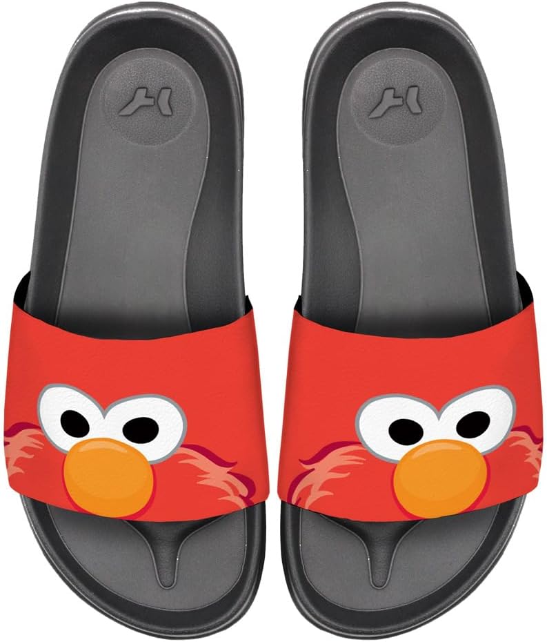 

Сандалии-шлепанцы Popfunk Sesame Street Elmo Peaking Unisex Adult Slides Sandals, официально лицензированные Hypd Slydr Switch, черный