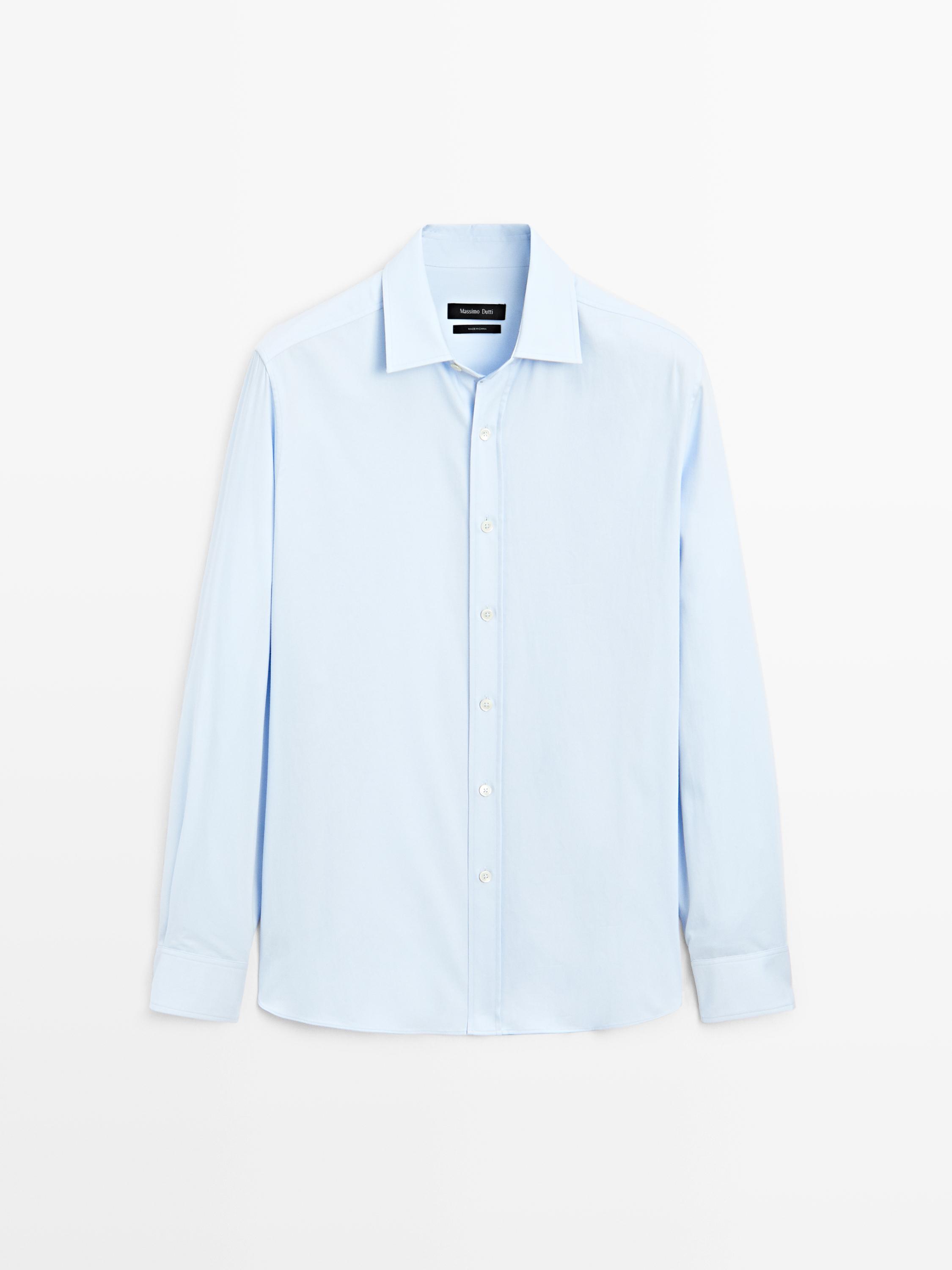 

Рубашка классического кроя из хлопковой смеси Massimo Dutti, Sky Blue