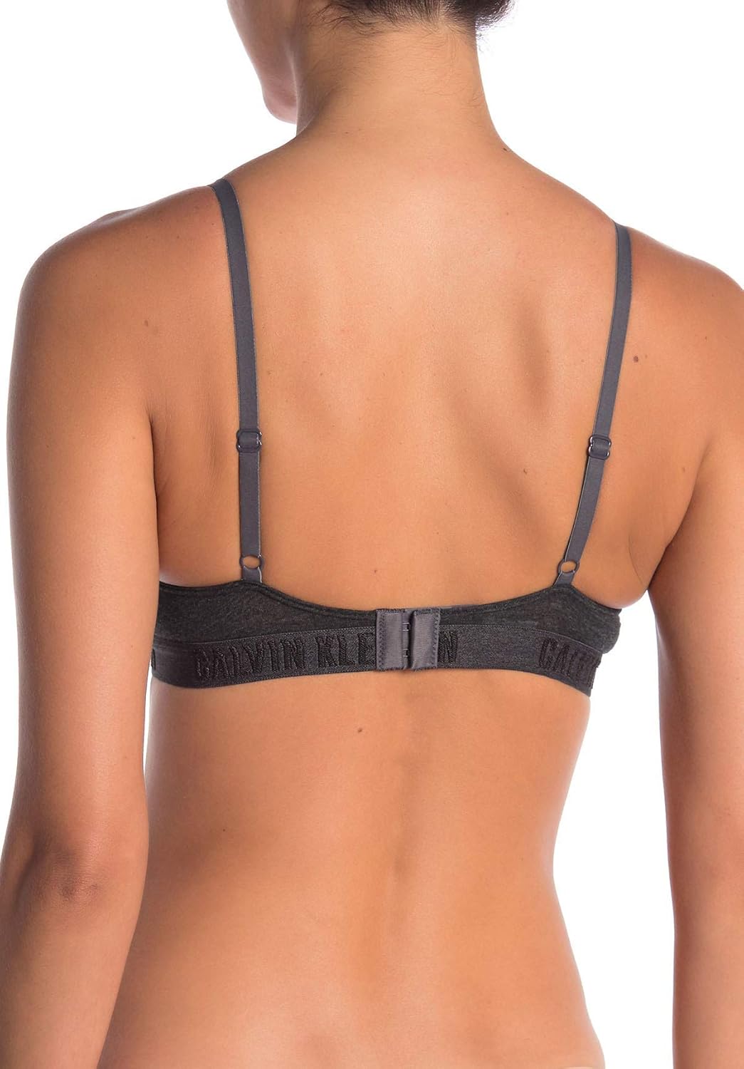 Женский бюстгальтер-бралетт Calvin Klein с монохромным логотипом и треугольными чашечками, Charcoal Heather(Qp1470-038) — фото 2