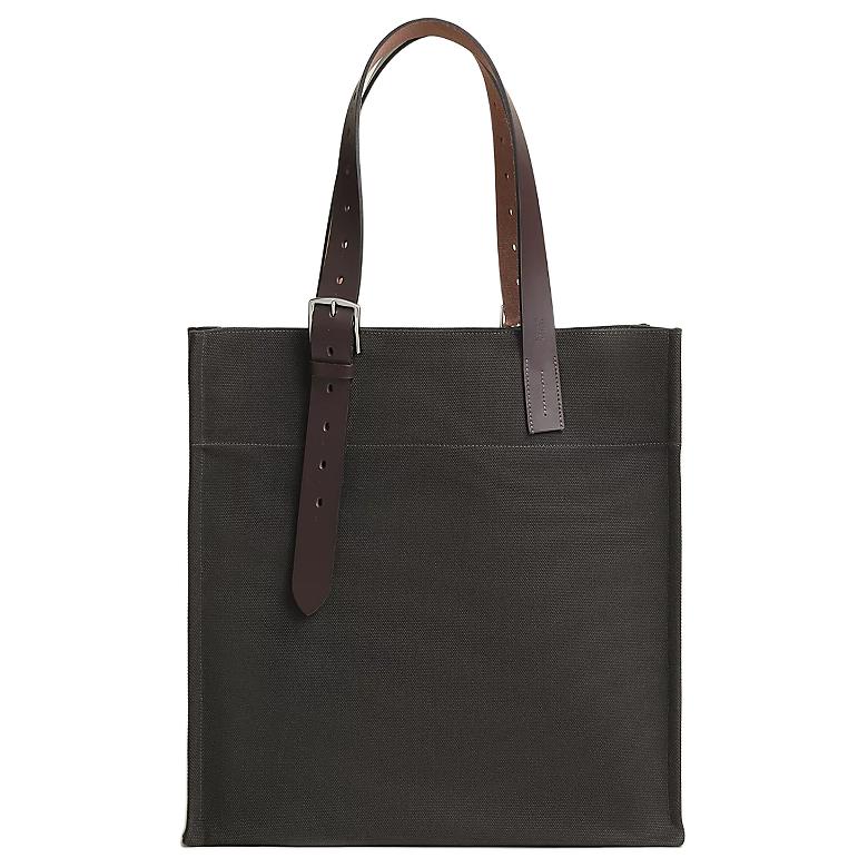 

HERMES Сумка-шоппер из холста Этривьер Гоэлан, Dark Bronze & Ebony