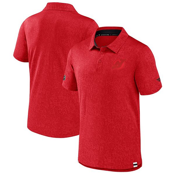 

Мужская красная футболка-поло New Jersey Devils Authentic Pro Tonal Logo Jacquard Fanatics