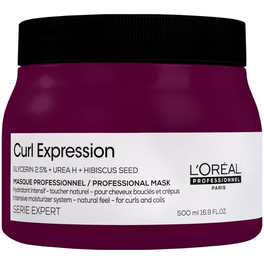 

Лореаль, Curl Expression Intensiv Moisturizer, Увлажняющая маска для вьющихся и сухих волос Глицерин 2,5%, 500 мл, L'Oréal Professionnel