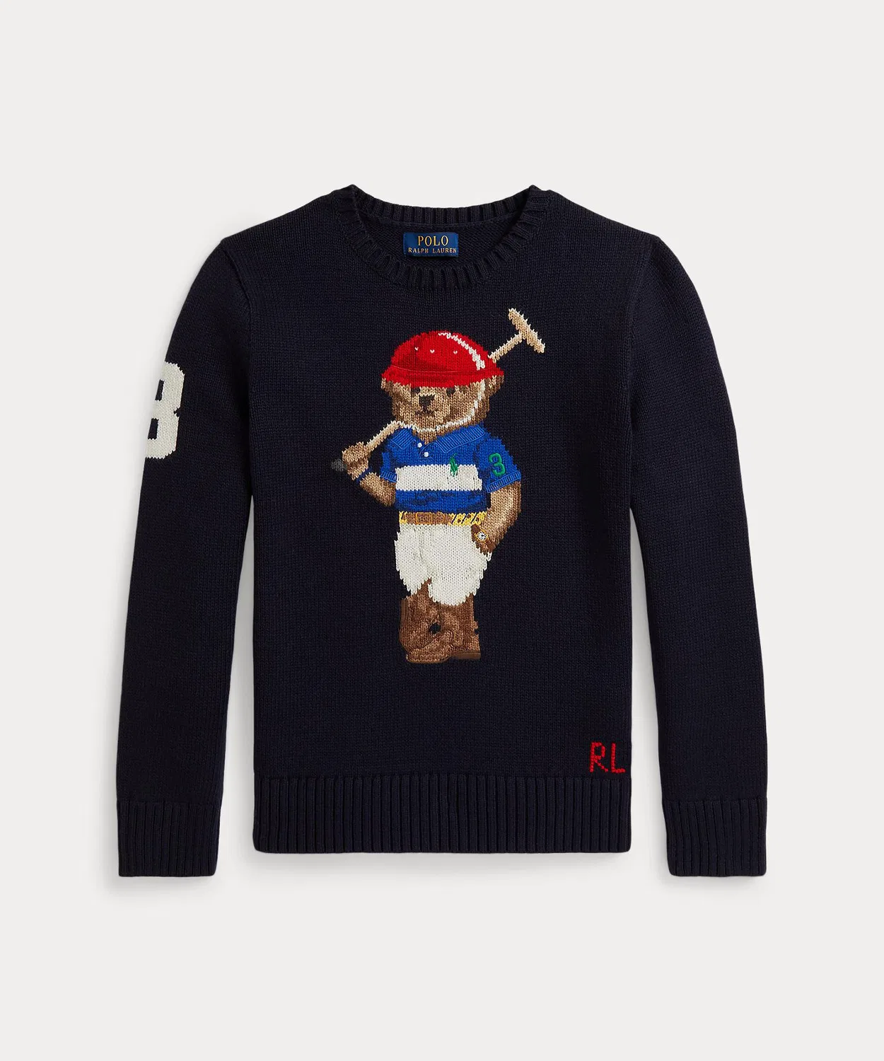 Свитер с вышивкой Polo Bear, хлопковый, тёмно-синий