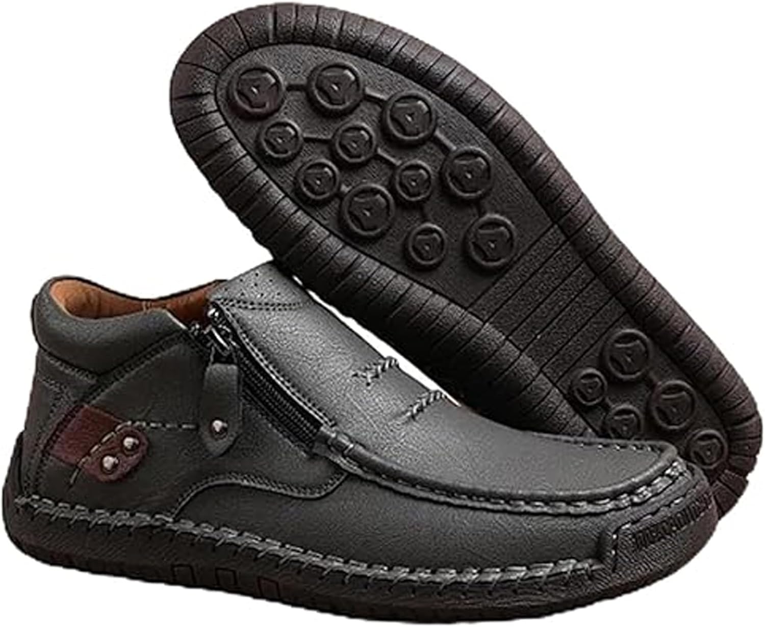 

Мужские удобные кожаные слипоны ручной работы, ортопедические ботинки для вождения, повседневные высокие ботинки Чукка, ботинки Челси со стальным носком Ghtrhsb, серый