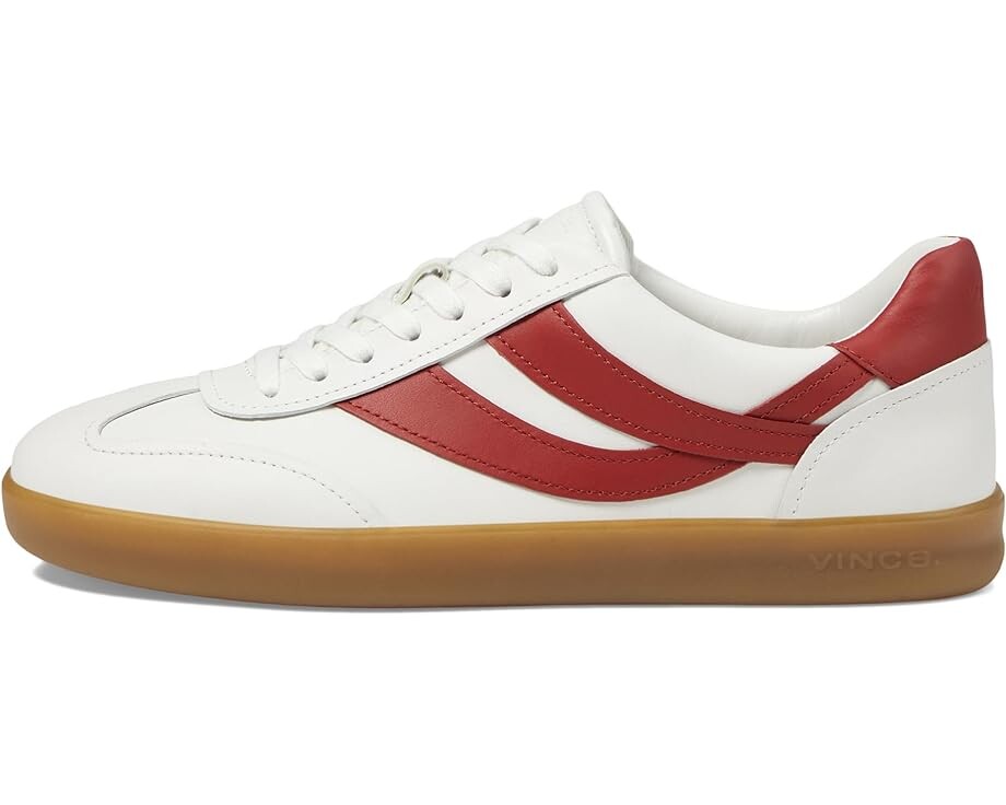 Кроссовки Vince Oasis-M Lace-Up Retro Sneakers, цвет Chalk White/Ruby Red Leather — фото 4
