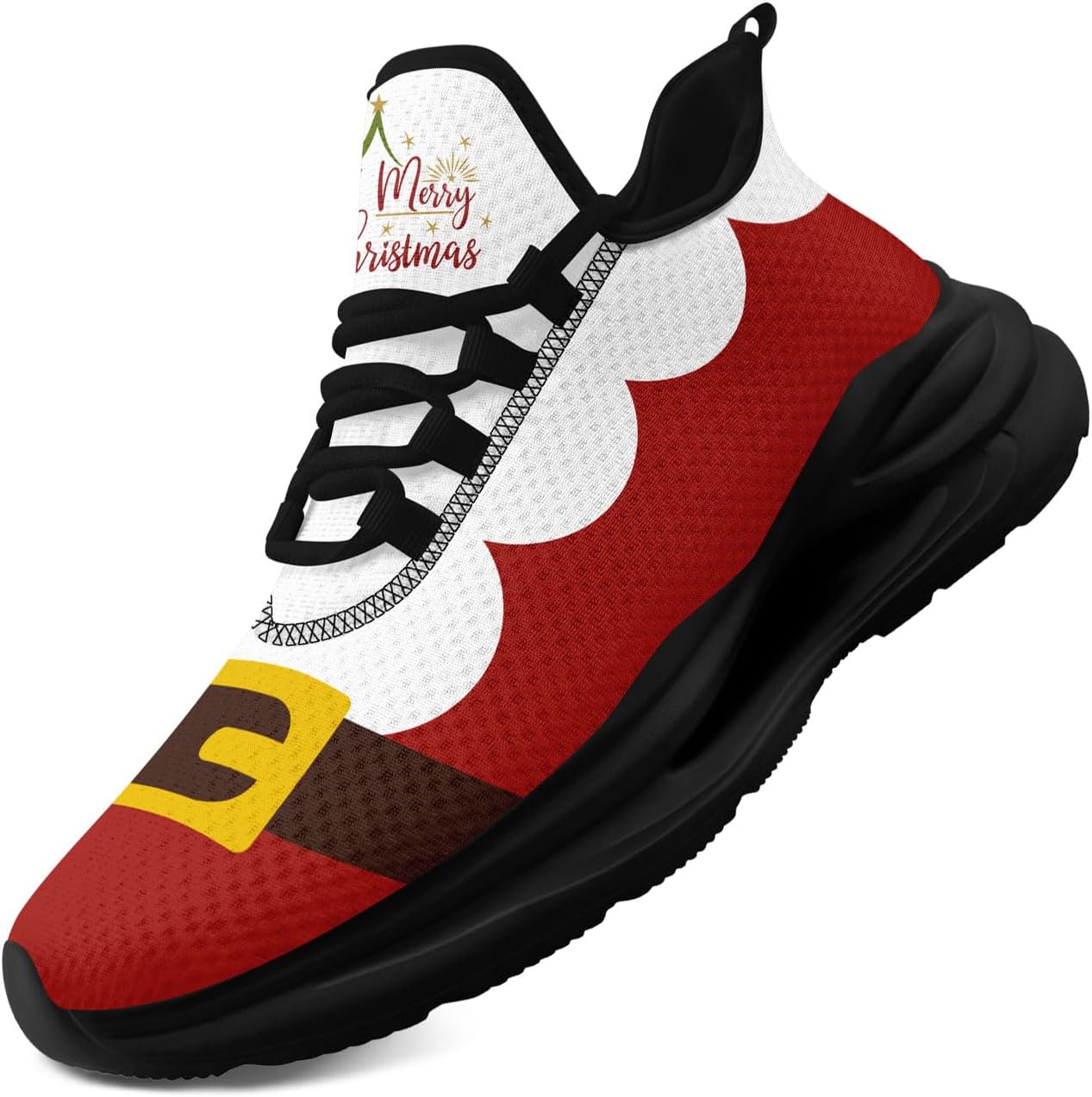 

Легкие кроссовки AWSOLE для бега на Рождество для мужчин и женщин с дышащей сеткой, спортивные и ходовые тренеры, белый/черный/красный