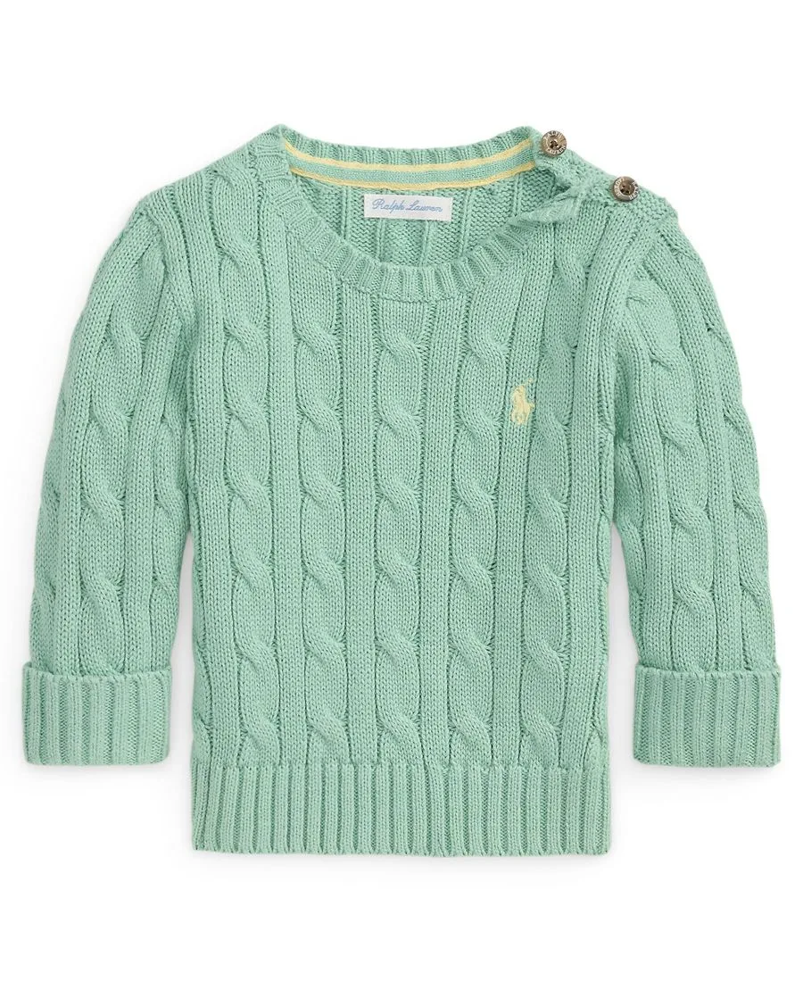 Детский свитер для мальчиков с круглым вырезом и косами Polo Ralph Lauren, Celadon