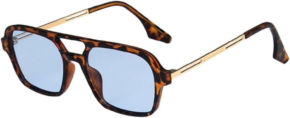 

Ретро-солнцезащитные очки с двойной перемычкой для женщин, модные очки с розовым градиентом, трендовые мужские очки с ажурным леопардовым принтом и синими линзами VRTRFFTR, Leopard Blue