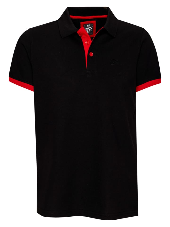 

Контрастная рубашка-поло пике стандартного кроя черного и красного цветов Rusty Neal, Черный, Контрастная рубашка-поло пике стандартного кроя черного и красного цветов Rusty Neal