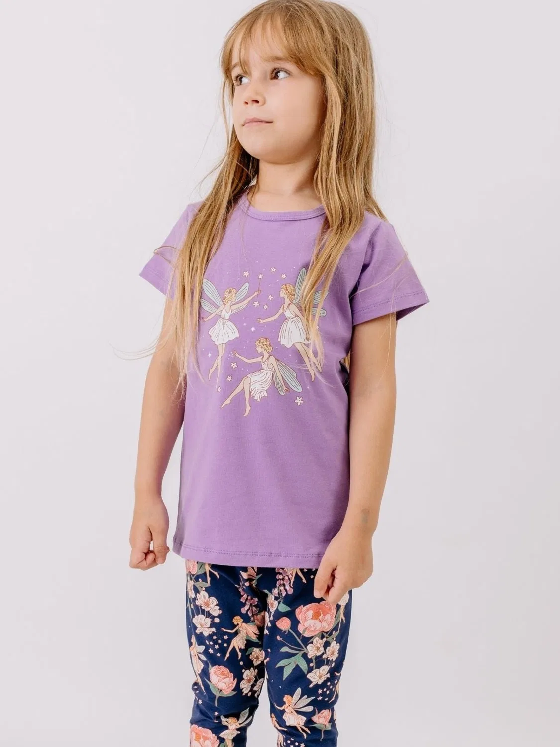 Футболка Walkiddy Fairies and Flowers T-Shirt сиреневого цвета — фото 2