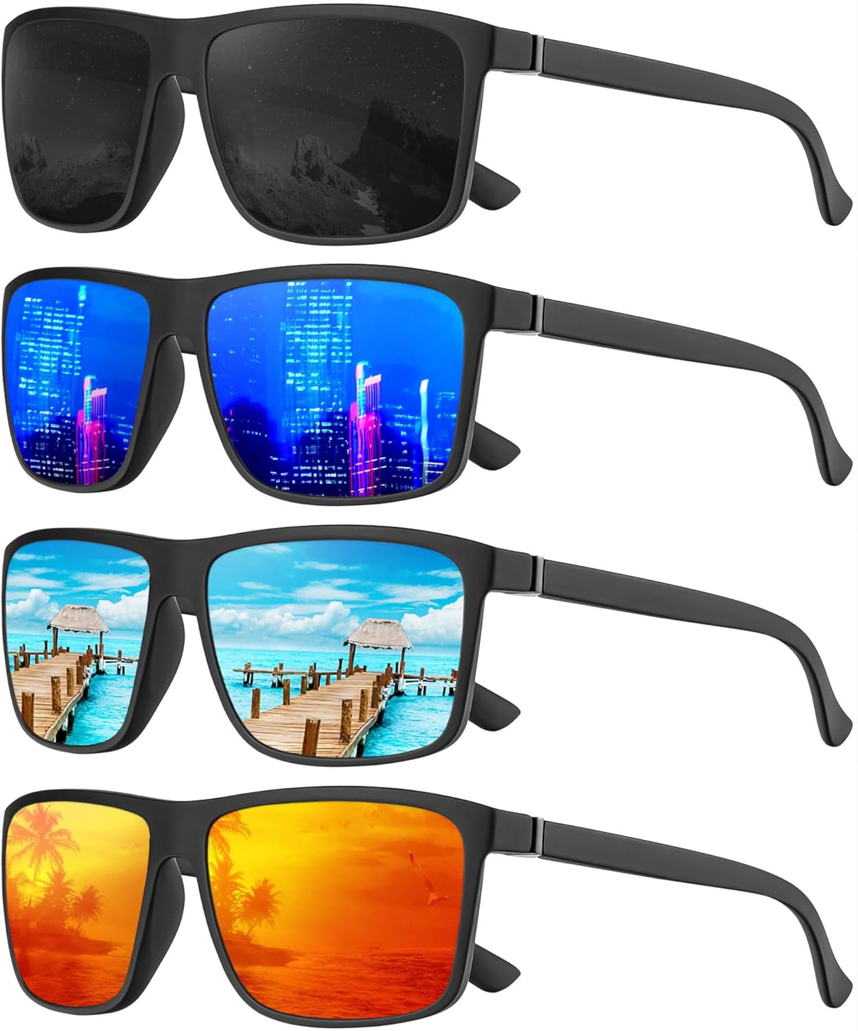 

Солнцезащитные очки KALIYADI Polarized Mens Sun-Glasses Sunglasses-Men: классические солнцезащитные очки с защитой от УФ-излучения для рыбалки, вождения, гольфа, Black/Red/Ice Blue/Dark Blue