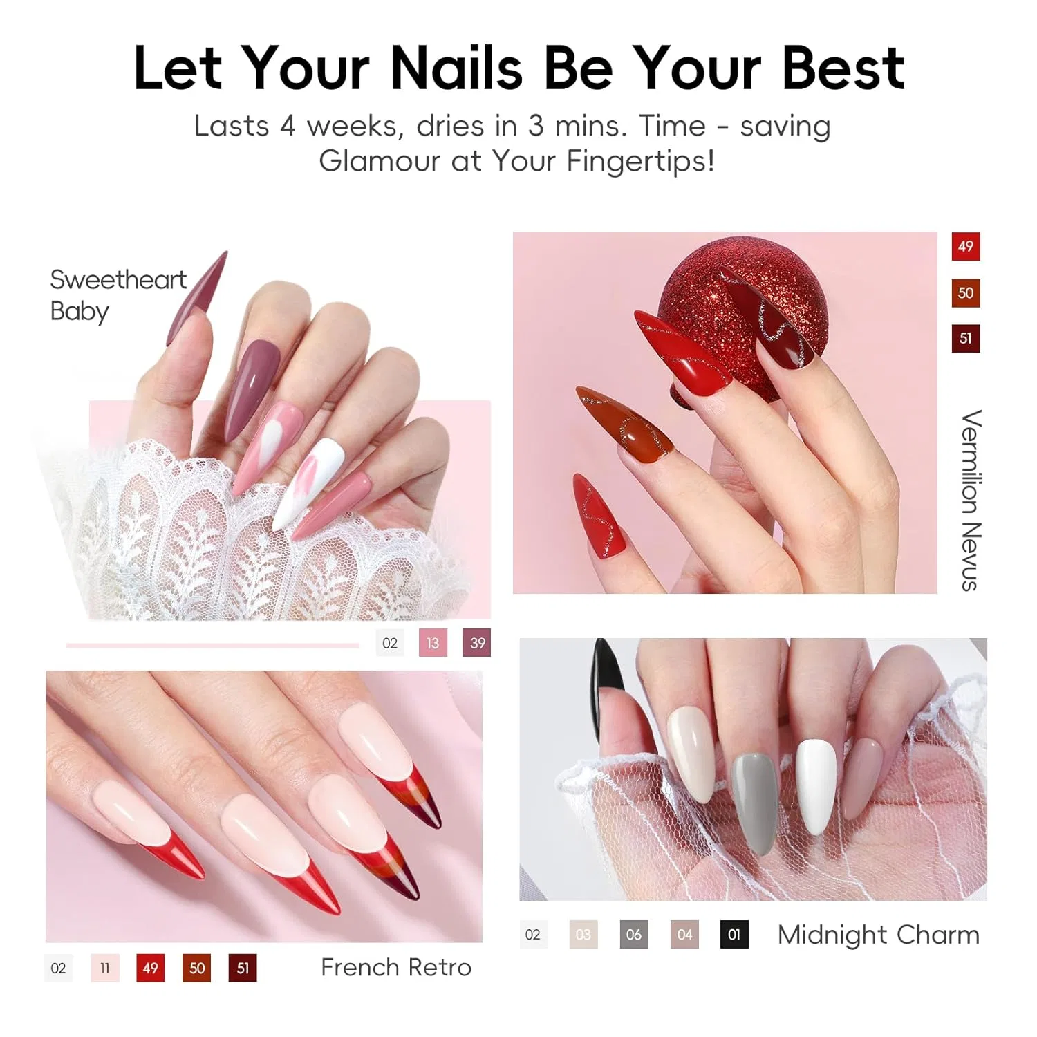 Набор УФ-гель-лаков PEACECOLOR из 44 предметов с УФ/LED-лампой Peacecolor, All Seasons Gel Nail Polish Set — фото 2