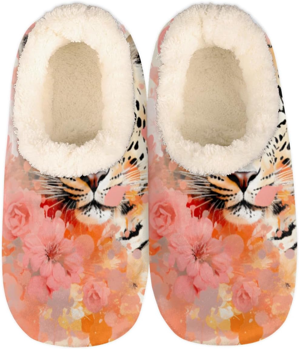 

Мягкие домашние тапочки для женщин и мужчин, с леопардовым принтом, противоскользящая флисовая подкладка, домашние тапочки для спальни с плюшевой подкладкой, теплые тапочки с рисунком леопарда Pardick, мультиколор