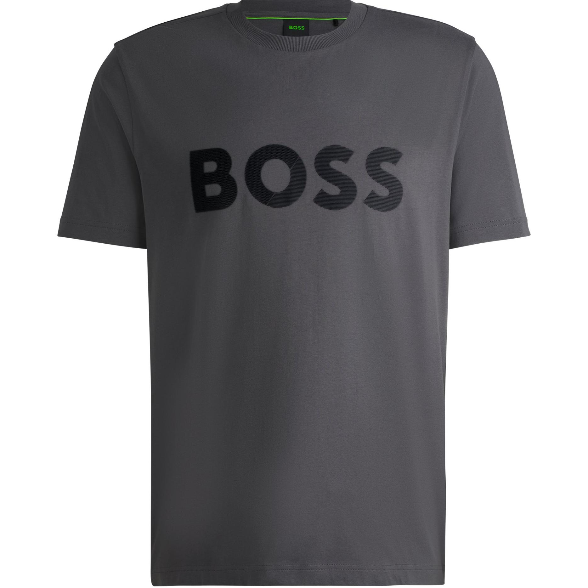 

Футболка из хлопка с принтом HUGO BOSS, темно-серый