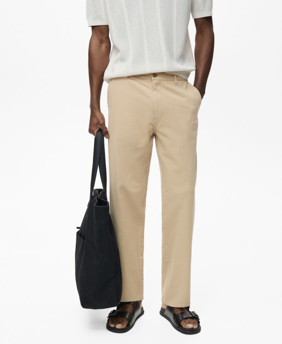 

Мужские джинсы прямого кроя из смеси хлопка и льна MANGO, Beige