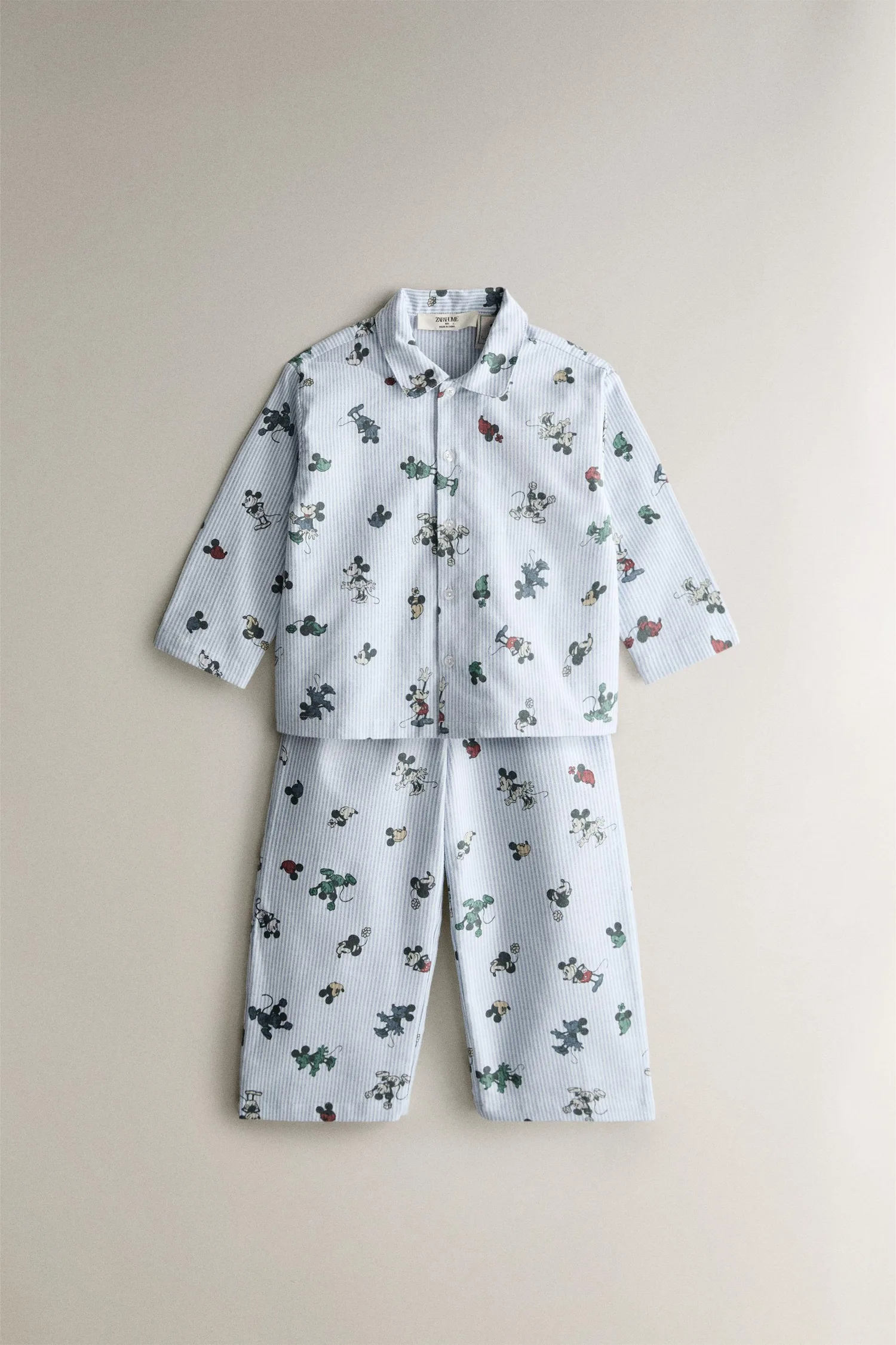 Детский фланелевый пижамный комплект микки и минни ©disney Zara, светло-голубой