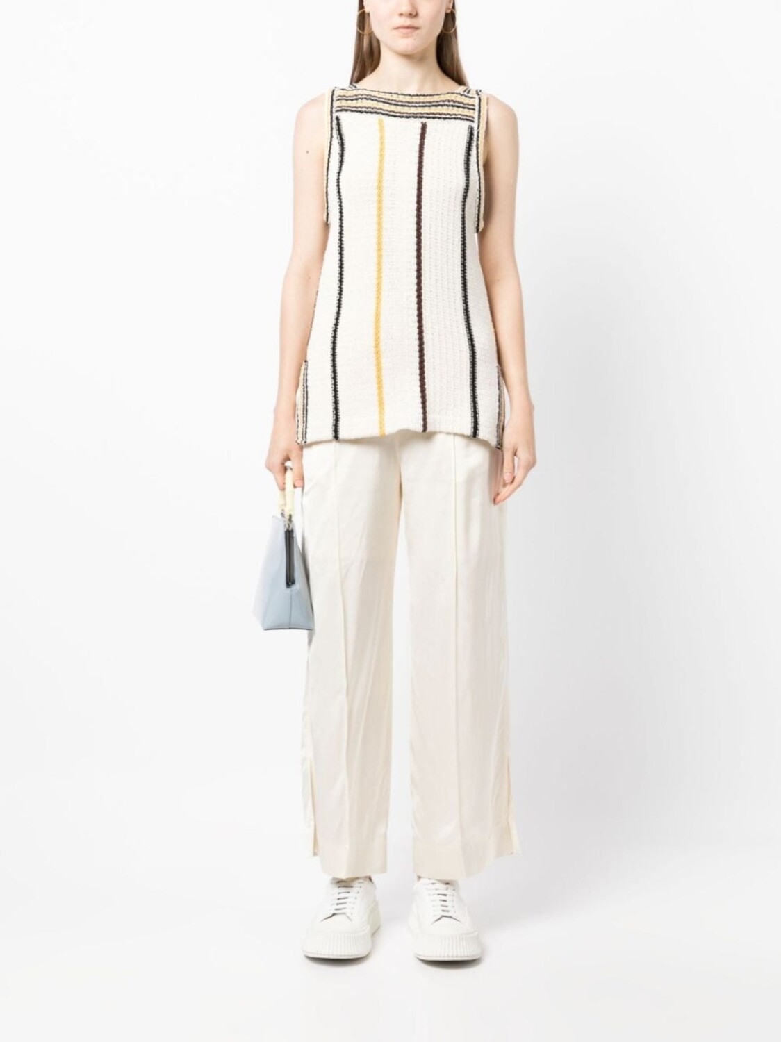 Jil Sander широкие брюки с эластичным поясом, белый — фото 2