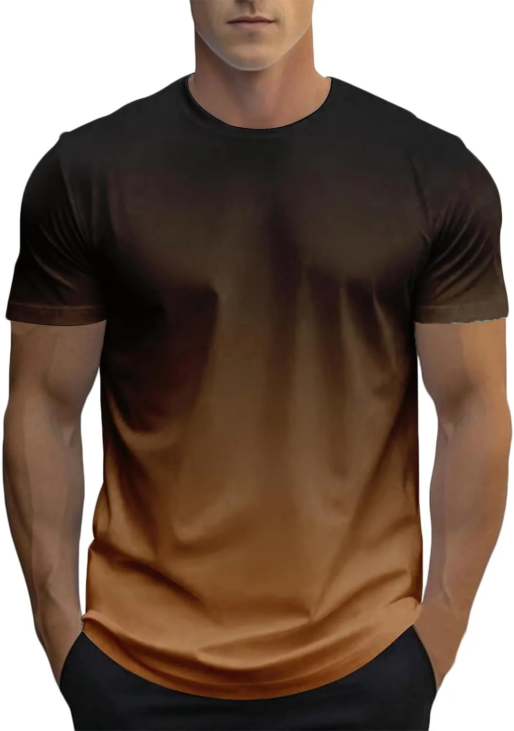 

Мужская футболка с градиентом, короткий рукав, круглый вырез, летняя