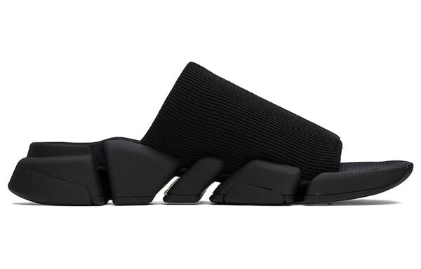 Тапочки speed 2.0 slides 'black recycled knit and black sole unit' Balenciaga, черный — фото 2