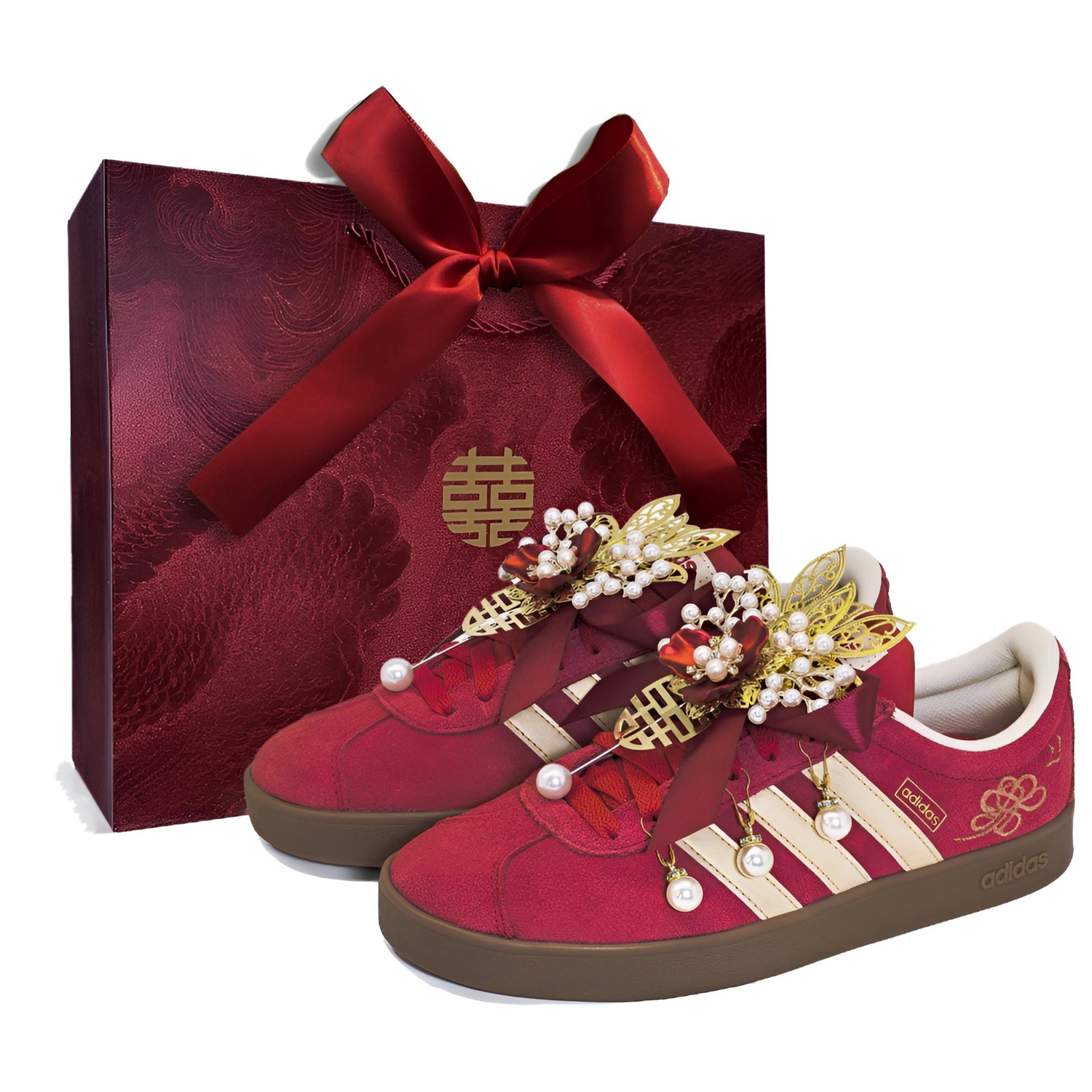 

Vl Court Classic Auspicious Dragon And Phoenix устойчивые к истиранию низкие скейтерские кроссовки Unisex золотой Adidas, Auspicious Dragon and Phoenix