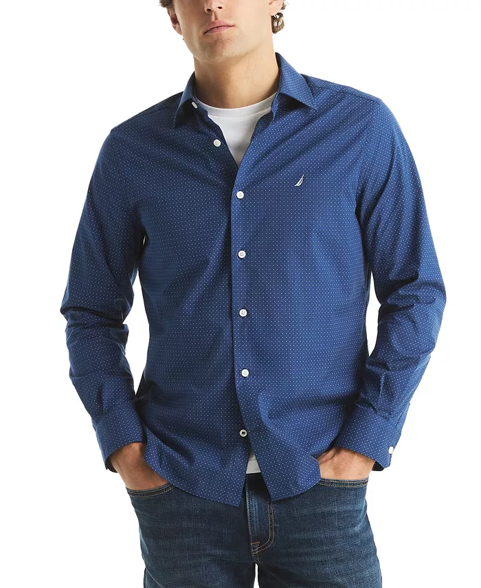 

Мужская рубашка с длинным рукавом и принтом Nautica, синий