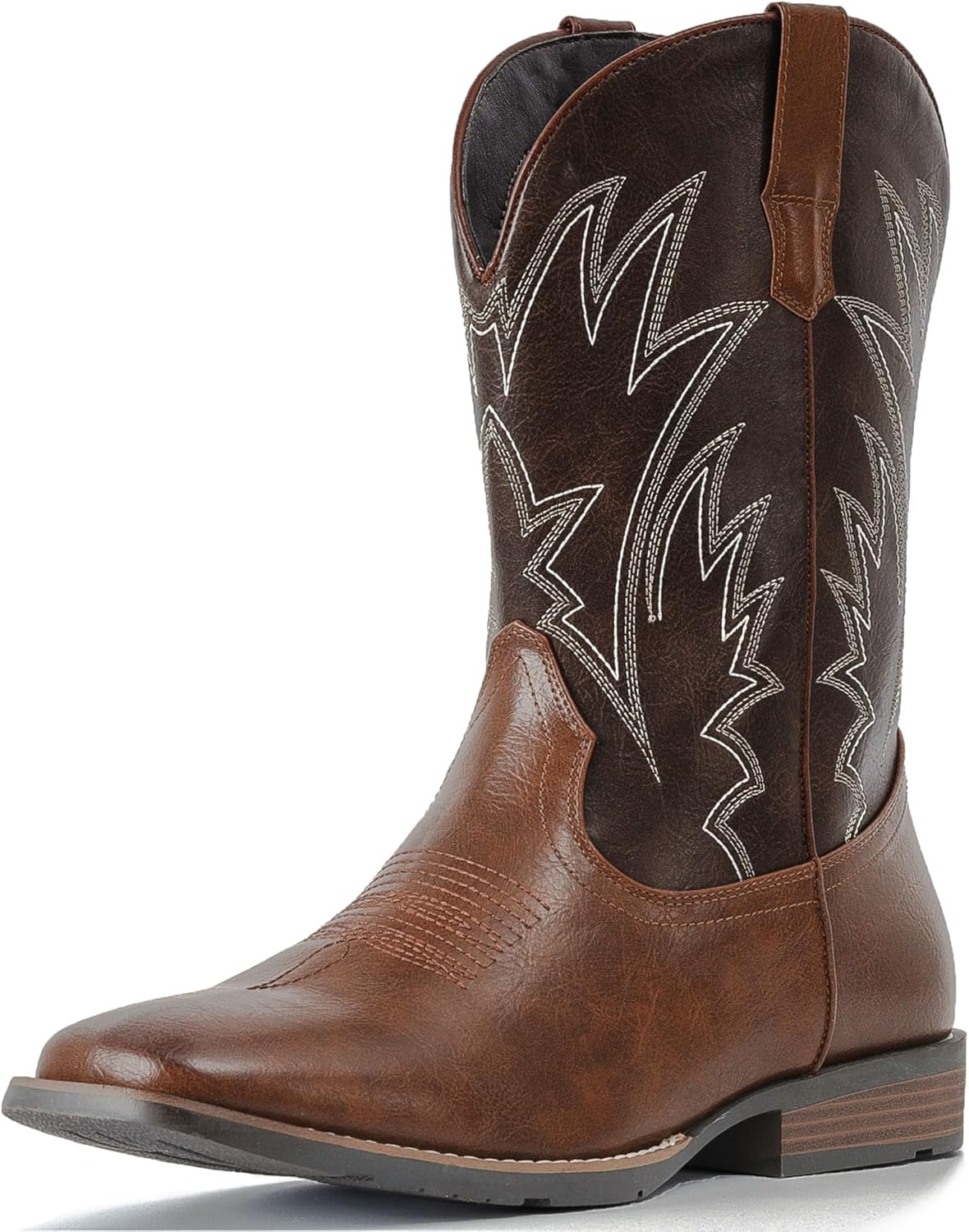 

Мужские ковбойские сапоги IUV с квадратным носком, вестерн сапоги, прочные классические вышитые сапоги на подъем, противоскользящие деревенские сапоги, темно-коричневый