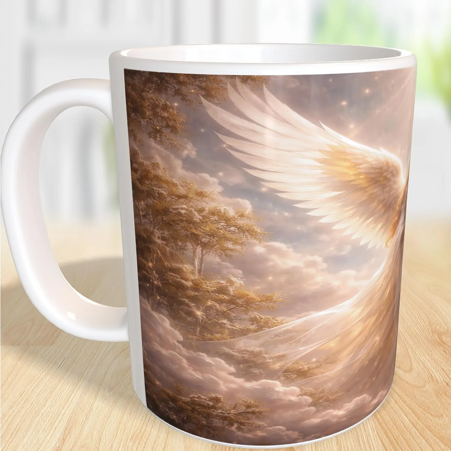 Керамическая кружка Angel Mug Guardian Angel Watercolour Sky Clouds Light Mourning Comfort Memory, белая, 330 мл Becherbude — фото 2