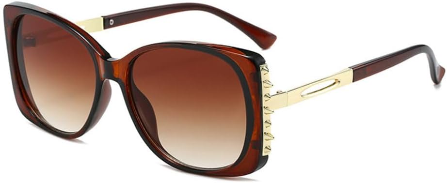 

Солнцезащитные очки LVTFCO Retro Square для женщин с заклепками, защита от УФ-излучения UV400, модные солнцезащитные очки для мужчин с градиентным переходом цвета, Brown Brown