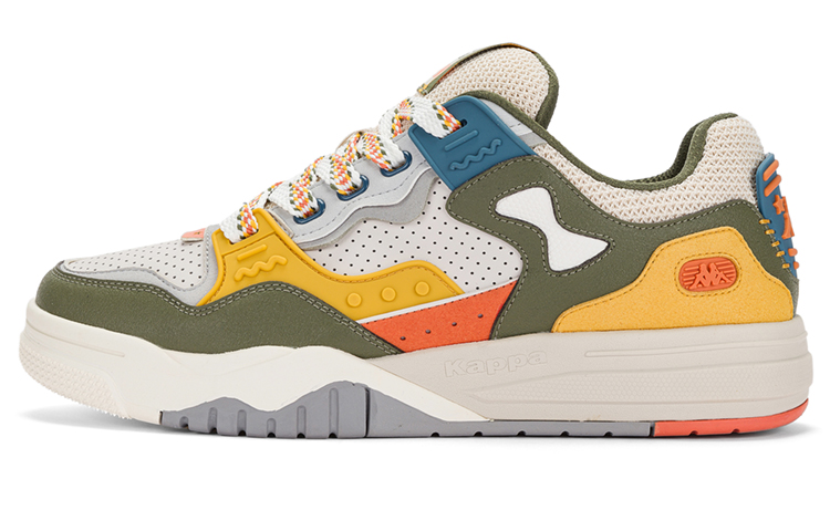 

Kappa Низкие скейтерские кроссовки унисекс белые зеленые желтые Korean White/Clover Green/Stone Yellow-012A, цвет Korean White/Clover Green/Stone Yellow-012A