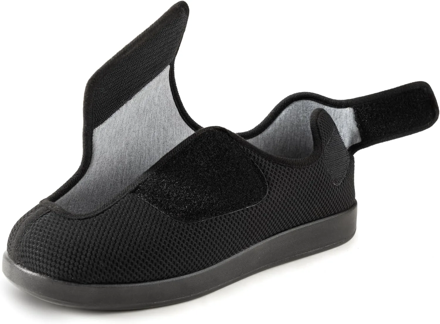 

Мужские диабетические тапочки с широкой посадкой, дышащие, с вафельной вязкой, регулируемые, с противоскользящей подошвой для дома и улицы Ravelier, черный