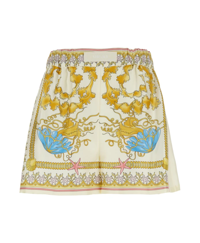 

Шорты из шелкового твила с платком в стиле барокко Versace, мультиколор