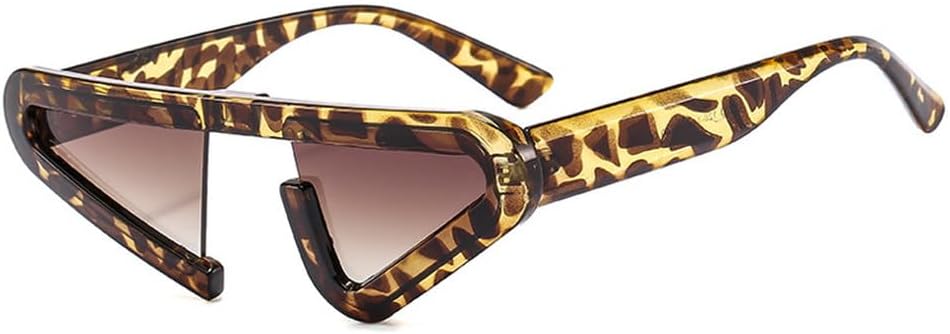 

Винтажные уникальные солнцезащитные очки «кошачий глаз» для женщин, модные полуободковые очки с градиентным переходом цвета, защита от УФ-излучения UV400, мужские треугольные солнцезащитные очки TKKTLLT, Leopard Tea Gradient