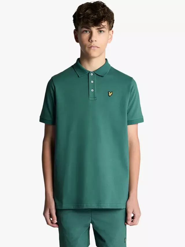 Детская хлопковая футболка-поло с коротким рукавом Lyle & Scott, Everglade