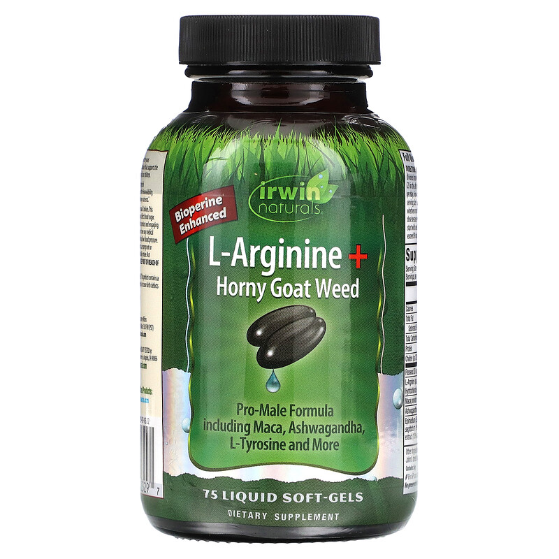 

Irwin Naturals, L-аргинин + Horny Goat Weed, 75 желатиновых капсул