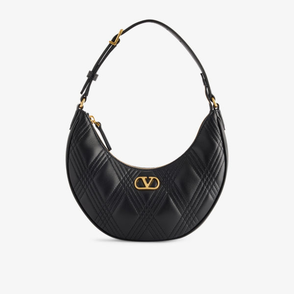 

Кожаная мини-сумка через плечо Quiltie 67 hobo Valentino Garavani, цвет nero