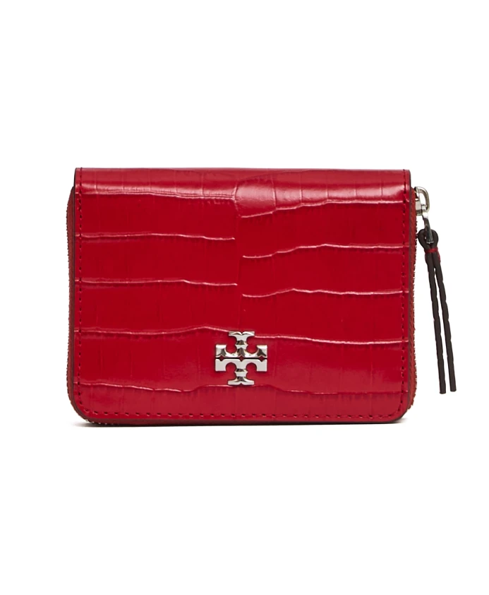 

Красный кошелек с застежкой-молнией, имитирующий кожу крокодила. Tory Burch, красный