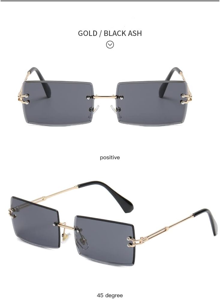 

Солнцезащитные очки HANDA прямоугольной формы без оправы для женщин и мужчин, с защитой от УФ-излучения UV400, квадратной оправой и металлическим каркасом Generic, Black