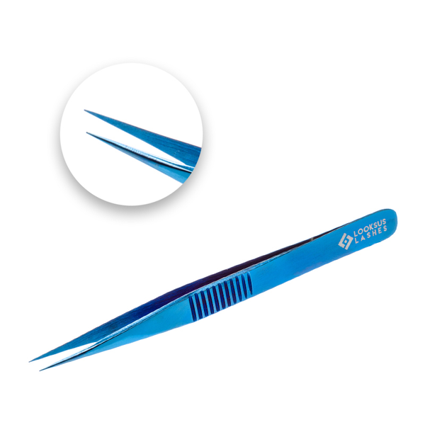 

Пинцет для наращивания ресниц 1, 1 упаковка. Looksus Lashes Plasma blue
