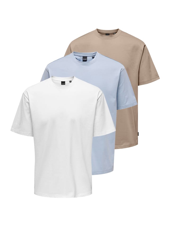 

Футболка ONLY & SONS, цвет weiß/hellblau/taupe