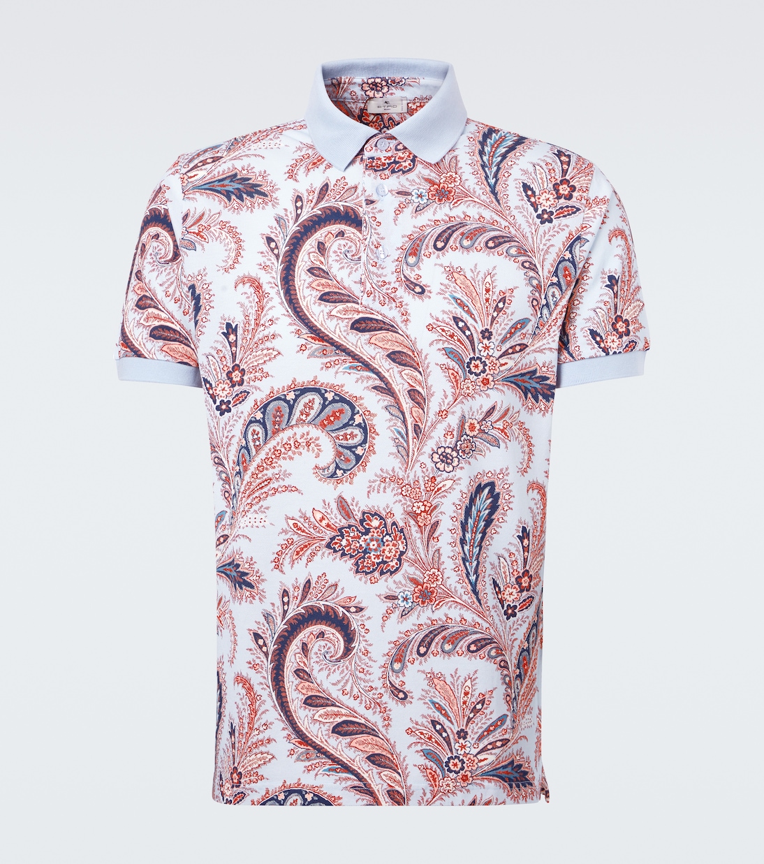 

Пике-поло из хлопка с узором пейсли Etro, Print On Pale Blue Base