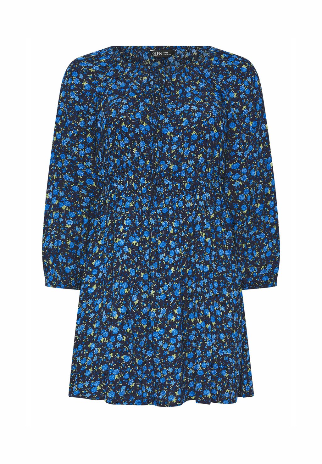 

Туника FLORAL CRINKLE TIE NECK Yours Clothing, синий
