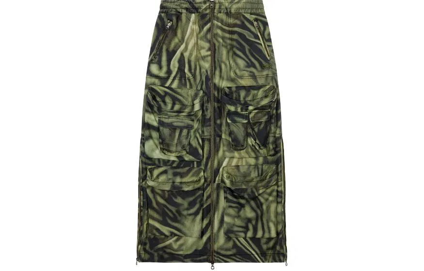 Юбка миди O-Mirtow Zebra-print DIESEL, Black Green