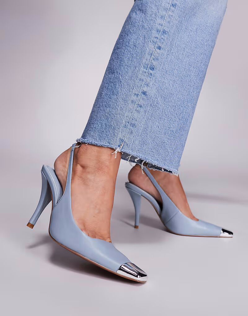 Туфли ASOS DESIGN Proud с открытым носком и открытой пяткой бледно-голубого цвета — фото 4