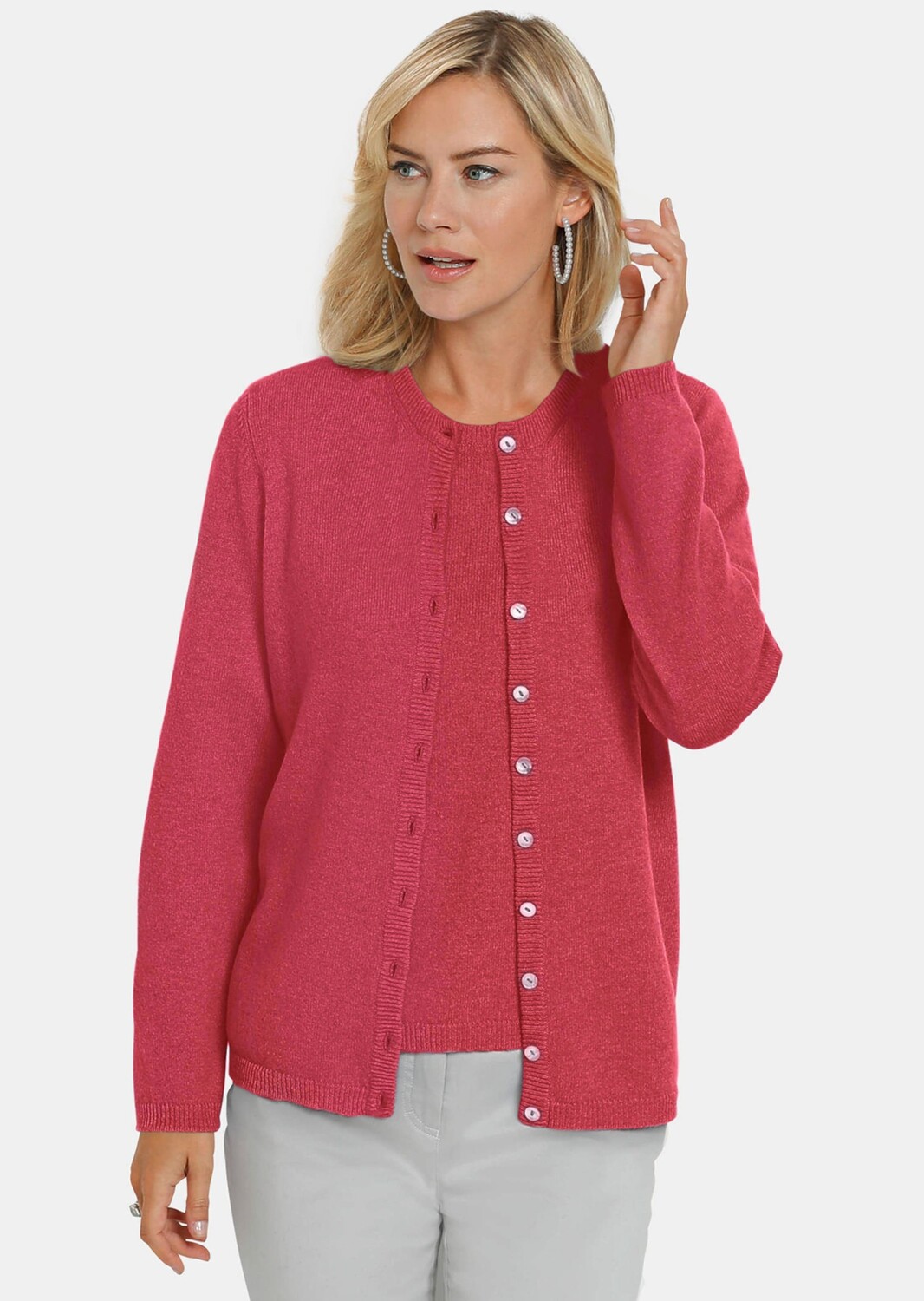 

Кардиган GOLDNER Kaschmirstrickjacke mit Rundhalsausschnitt, коралловый