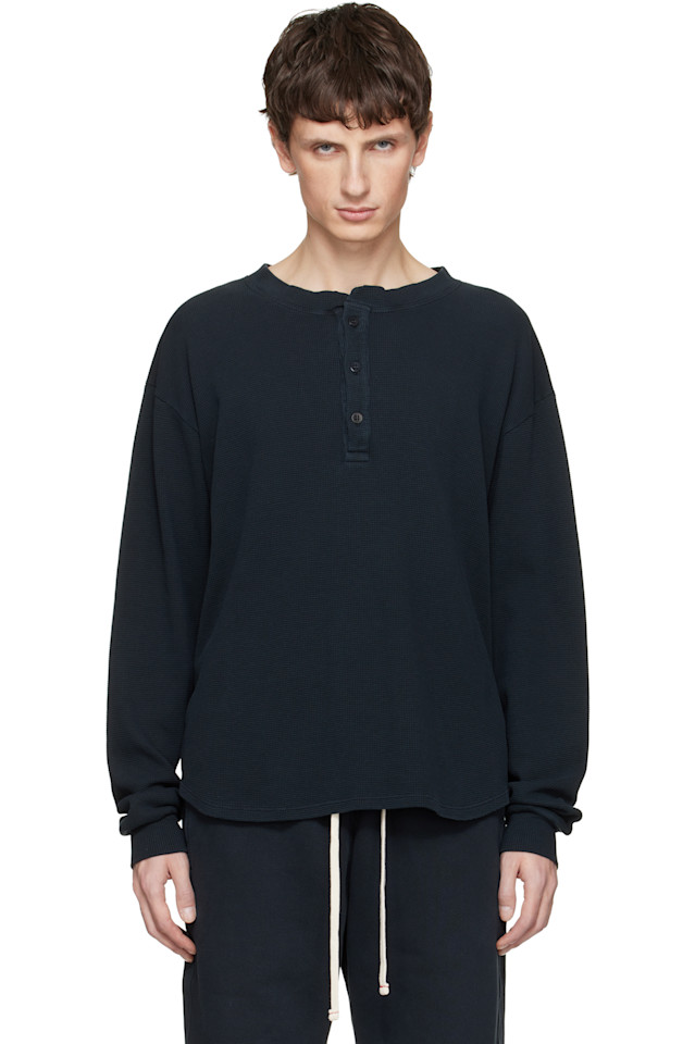 

Военно-Морская бейсбольная футболка с каймой Les Tien, Faded Black