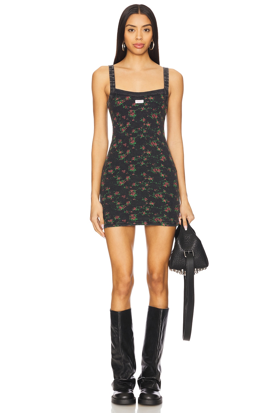 

Платье на бретельках в стиле "вафля" Alexander Wang, washed black multi