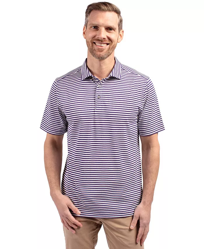

Рубашка поло Big & Tall Virtue Eco Pique Stripe из переработанного материала Cutter & Buck, фиолетовый