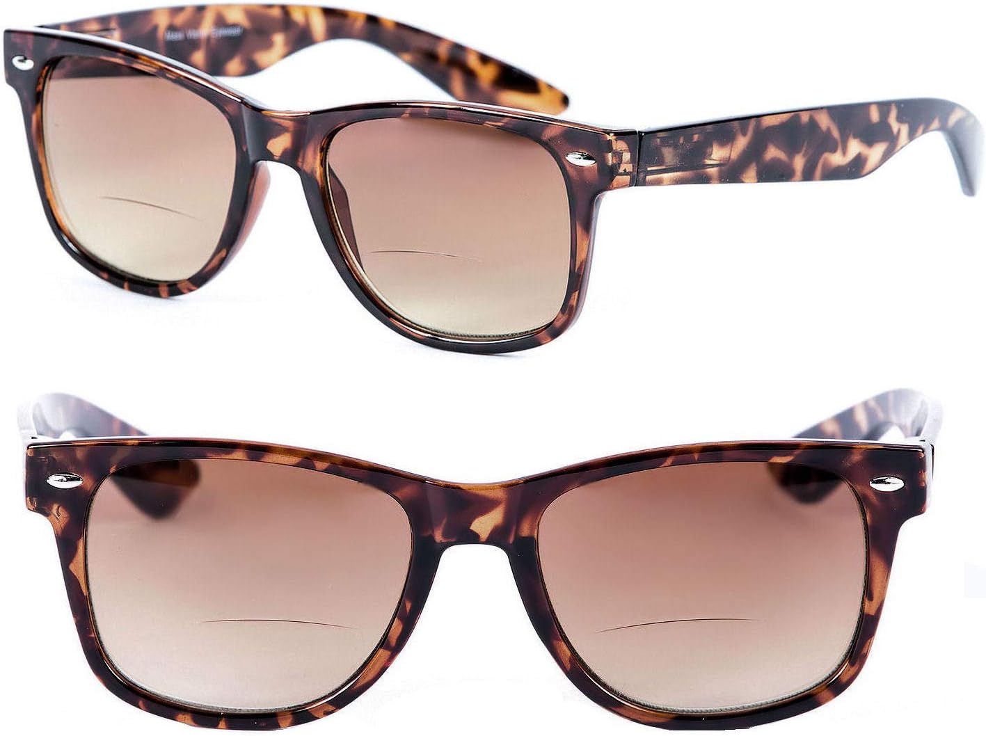 

Солнцезащитные очки для чтения Lovin Rays с двумя парами поляризованных, практически невидимых бифокальных линз, обеспечивающие максимальную защиту от УФ-излучения и оснащенные пружинными шарнирами, Tortoise/Tortoise