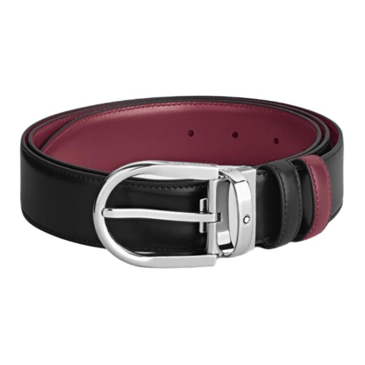 

MONTBLANC Мужской ремень из телячьей кожи black/fuchsia ширина 3,5 см